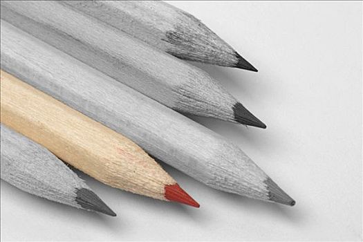 木质,铅笔,蜡笔画,黑白,红色