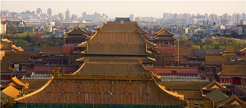 黄色,屋顶,小,故宫,北京,中国