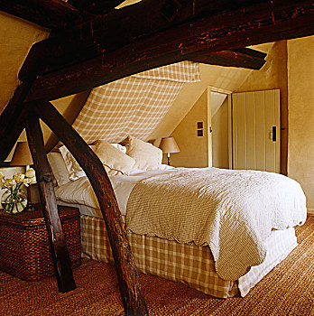 阁楼,卧室,18世纪,英国,屋舍,巨大,木梁