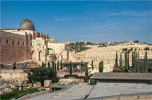 考古,公园,靠近,墙壁,耶路撒冷,以色列,清真寺,墓地