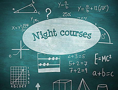 夜晚,课程,绿色,黑板,文字,数学