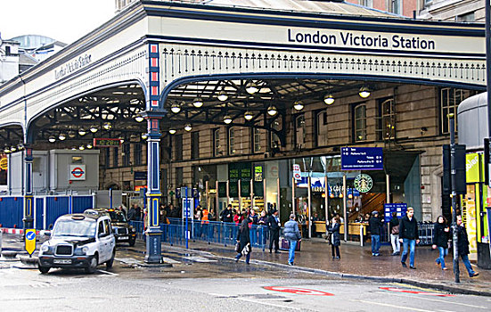 维多利亚站,旅行者,出租车,伦敦,英格兰,英国,欧洲