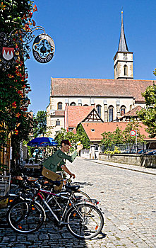 教堂,风景,咖啡,弗兰克尼亚,巴伐利亚,德国,欧洲