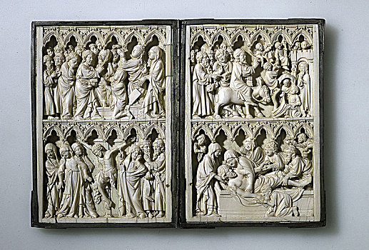 象牙制品,场景,生活,耶稣,地产,皇后,波兰,14世纪,艺术家