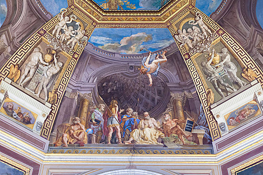 壁画,天花板,故事,阿波罗,房间,梵蒂冈,博物馆,罗马,拉齐奥,意大利,欧洲
