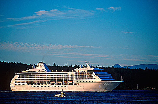 乘客,游船,靠近,坎贝尔河,奎德拉岛,后面,不列颠哥伦比亚省,加拿大