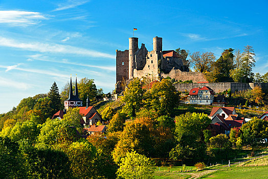 遗址,城堡,高处,乡村,秋天,图林根州,德国,欧洲
