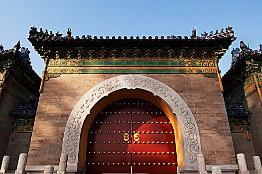 入口,寺庙,天空,北京,中国