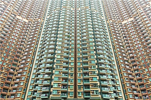 上方,拥挤,公寓楼,香港