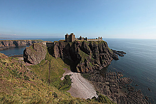 苏格兰,阿伯丁,毁坏,崖顶,要塞,坚固,位置,石头,只有,两个,防护,入口