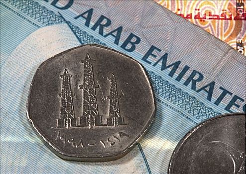 硬币,油,塔,创意,阿联酋,货币