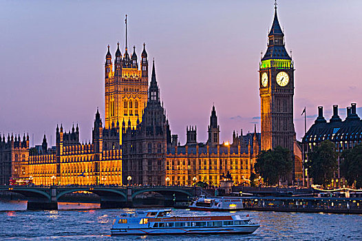泰晤士河,大本钟,议会大厦,威斯敏斯特宫,伦敦,英格兰,英国,欧洲