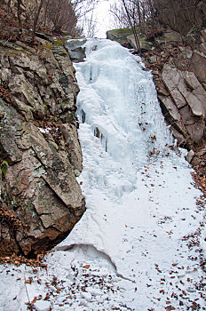 冬季瀑布结成冰