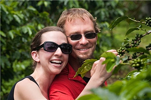 美国人,欧洲,情侣,咖啡种植园,哥斯达黎加