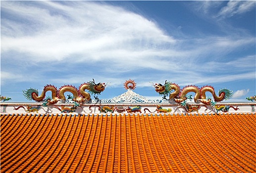 雕塑,相似,龙,屋顶,中国寺庙