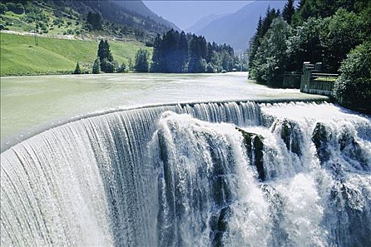 俯拍,瀑布,瑞士