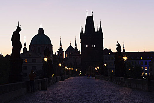 查理大桥,世界遗产,旧城桥塔,布拉格,波希米亚,捷克共和国,欧洲