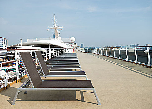 排,太阳,椅子,船,甲板