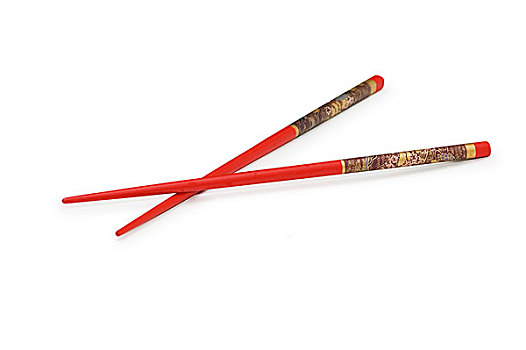 红色,筷子,隔绝,白色背景