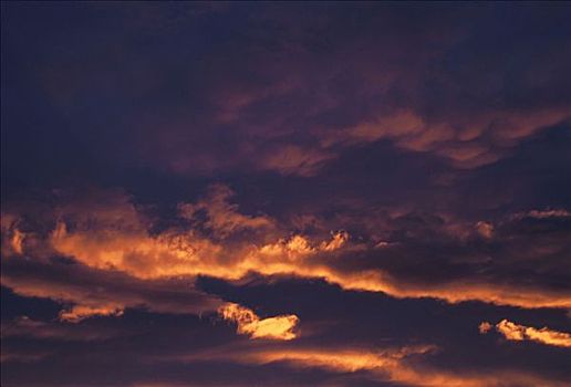 特纳甘湾,阿拉斯加,日落,云
