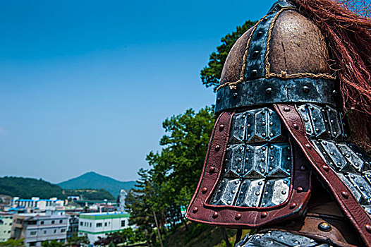 传统,头盔,换岗,典礼,城堡,南,省,韩国