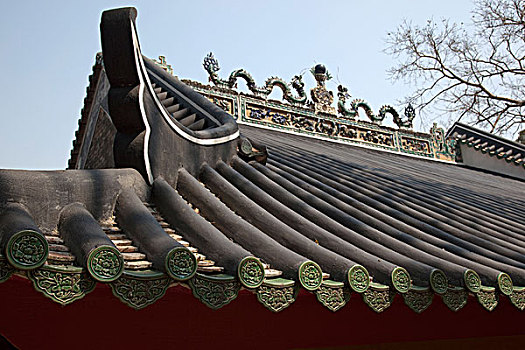 雕刻,屋顶,寺庙,掸邦,庙宇,新界,香港