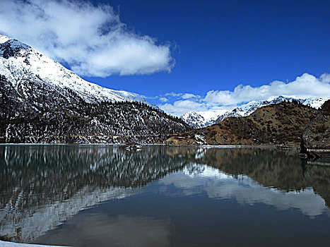 西藏,山谷,蓝天,白云,高原,晴天,风光,雪山,湖泊