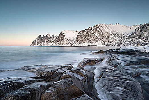 冰,海边风景,黃昏,挪威,欧洲