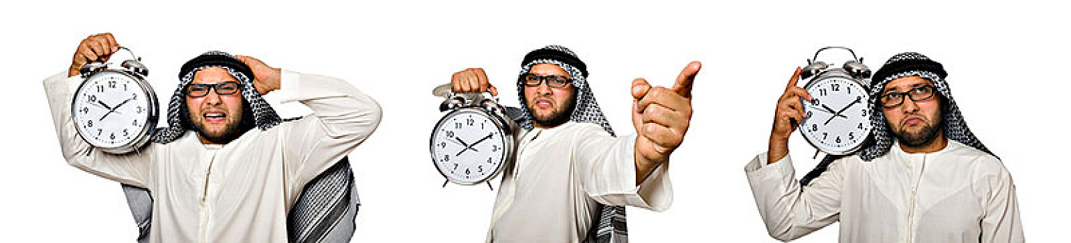 阿拉伯人,钟表,隔绝,白色背景