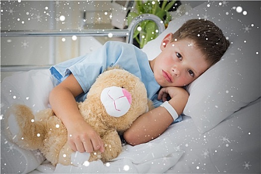 小男孩,泰迪熊,医院
