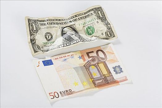 特写,美元,钞票,50欧元