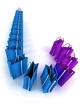 蓝色,紫色,购物袋,队列