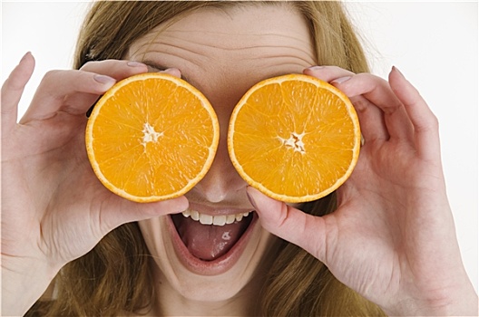 橘子,张嘴,横图