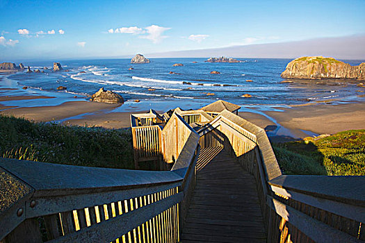 楼梯,海滩,班登,俄勒冈,美国