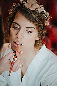 新娘,唇线笔,化妆师
