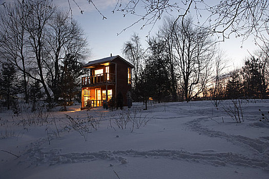 小屋,冬天,王子,安大略省,加拿大