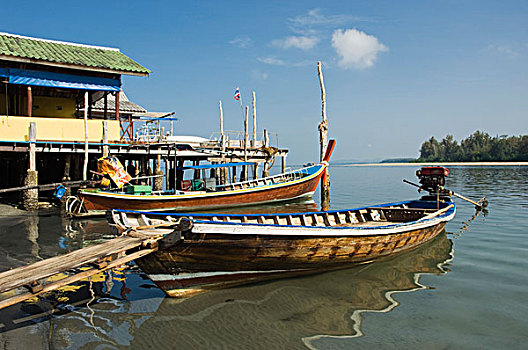 长尾船,捕鱼,船,码头,乡村,岛屿,苏梅岛,甲米,泰国,亚洲