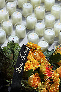 文字,德国,纪念,周年纪念,花环,花,白色,蜡烛