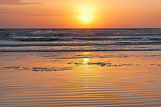 日出,上方,波浪,岸边,佛罗里达,美国