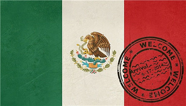 欢迎,墨西哥,旗帜,护照