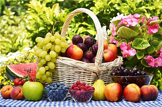 篮子,新鲜,有机,水果,花园