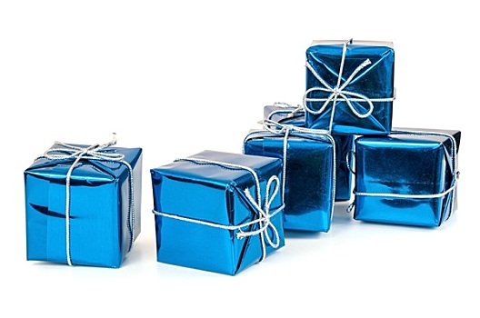 多,蓝色,礼盒,银,带