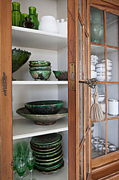 柜子,敞门,风景,绿色,陶瓷,瓷器