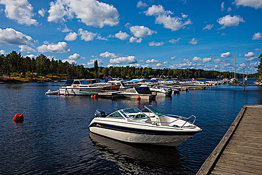 船,港口,运河,湖,瑞典