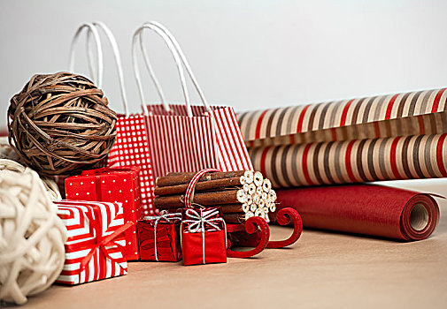 圣诞节,背景,红色,自然,装饰,礼盒,小,包,礼物
