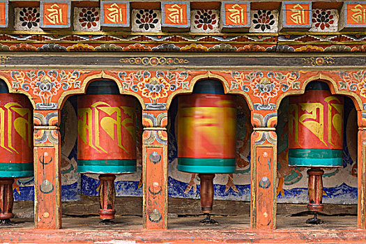 不丹,旋转,转经轮,宗派寺院