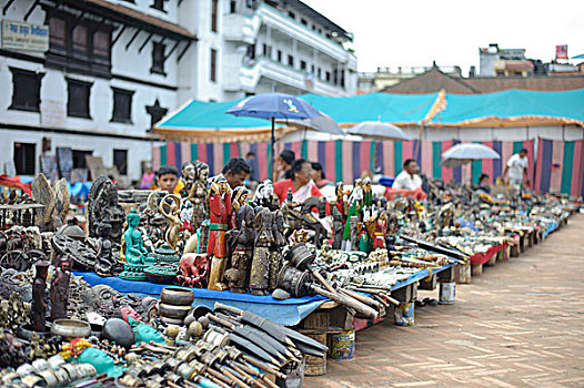 纪念品,货摊,皇宫,杜巴广场,加德满都,尼泊尔,南亚,亚洲