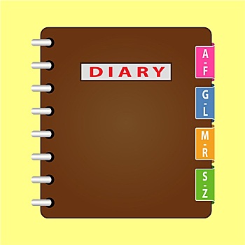 备忘录,日记,褐色,封面,矢量