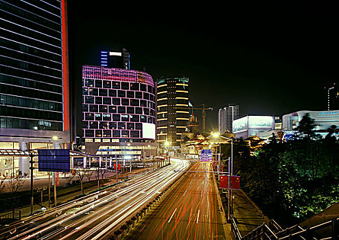 上海,庙宇,区域,夜晚,中心,左边,远处,正面