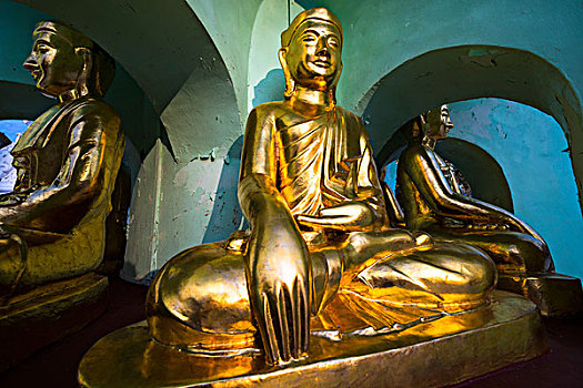 坐,佛像,大金塔,山,仰光,区域,缅甸,亚洲